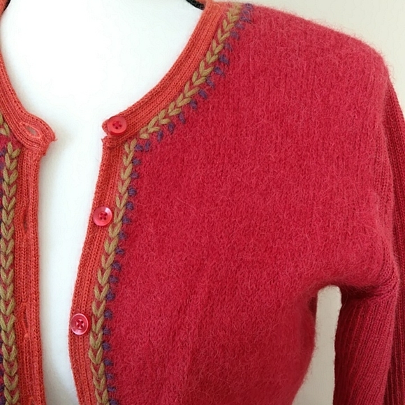 MFH Knits Baby Alpaca Blend Cardigan Sweater M Red Purple - Picture 5 of 16